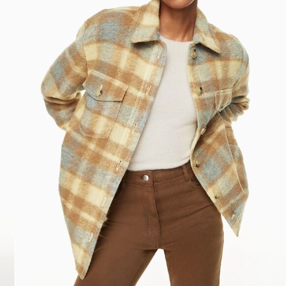 Aritzia Jackets & Blazers - Aritzia Wilfred Free The Ganna Utility Shirt Jacket Plaid Wool Blend Sz 2XS
